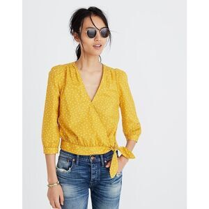 Madewell Wrap Top in Star Scatter Blouse Yellow XXS